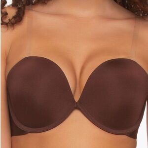 Felina Brown Strapless Bra with Seamless Cups and Plunging Center Gore